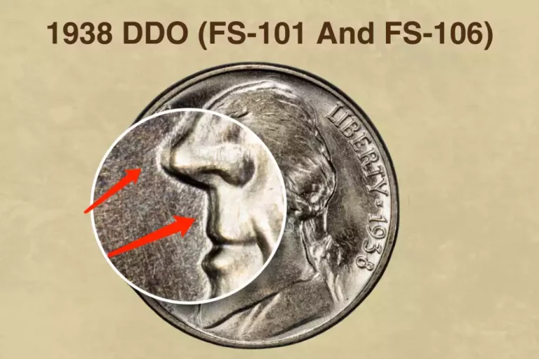 1938 Jefferson nickel obverse showing DDO FS-106 secondary doubled die variety with doubling visible on IN GOD WE TRUST